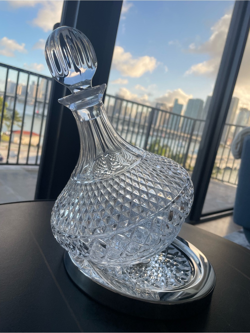 Spinning Crystal Decanter with Stand
